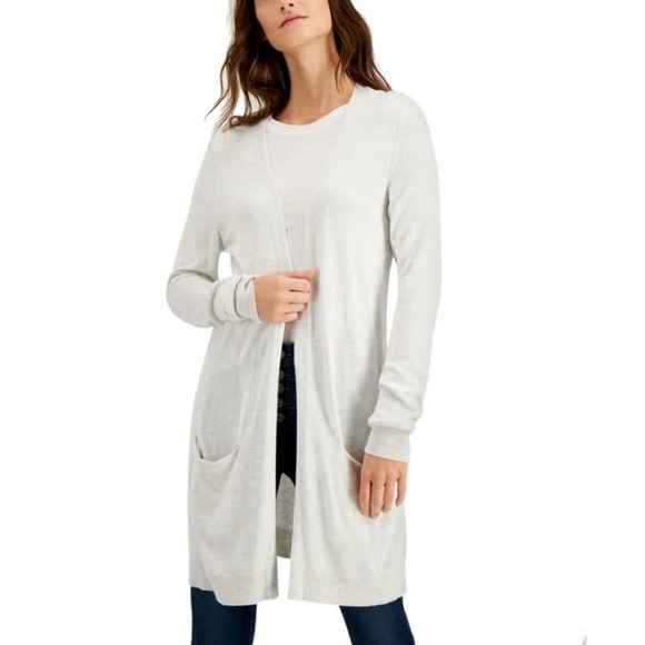 Style & Co Open-Front Cardigan Winter White L - Picture 1 of 6